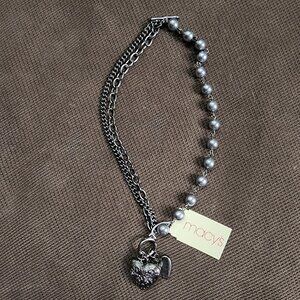 NWT Macy's Gunmetal Floating Heart Pendant Necklace